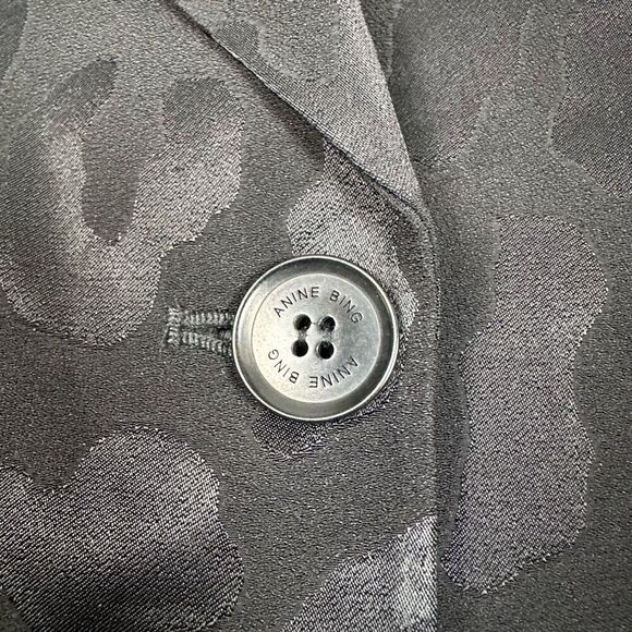 Anine Bing Women’s Size Large Tate Tie Belted Blazer Black Animal Print Jacket - Picture 5 of 8